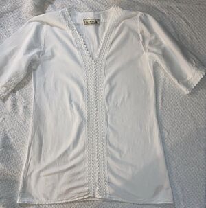 SEASPICE White 100% Peruvian Cotton Boho Lace Tunic Beach Coverup Medium